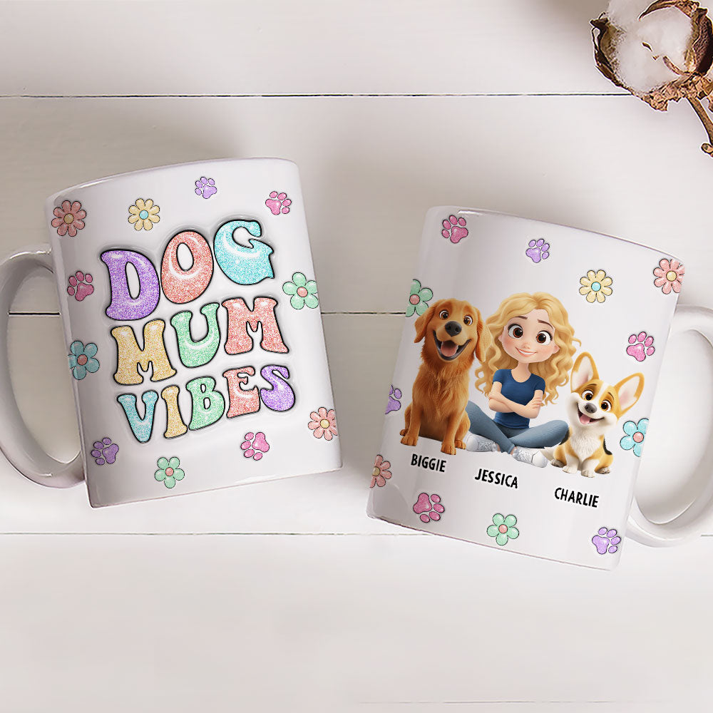 Personalized 3D Inflated Effect Ceramic Mug for Dog Moms - A Cute and Vigor - Starting Gift
