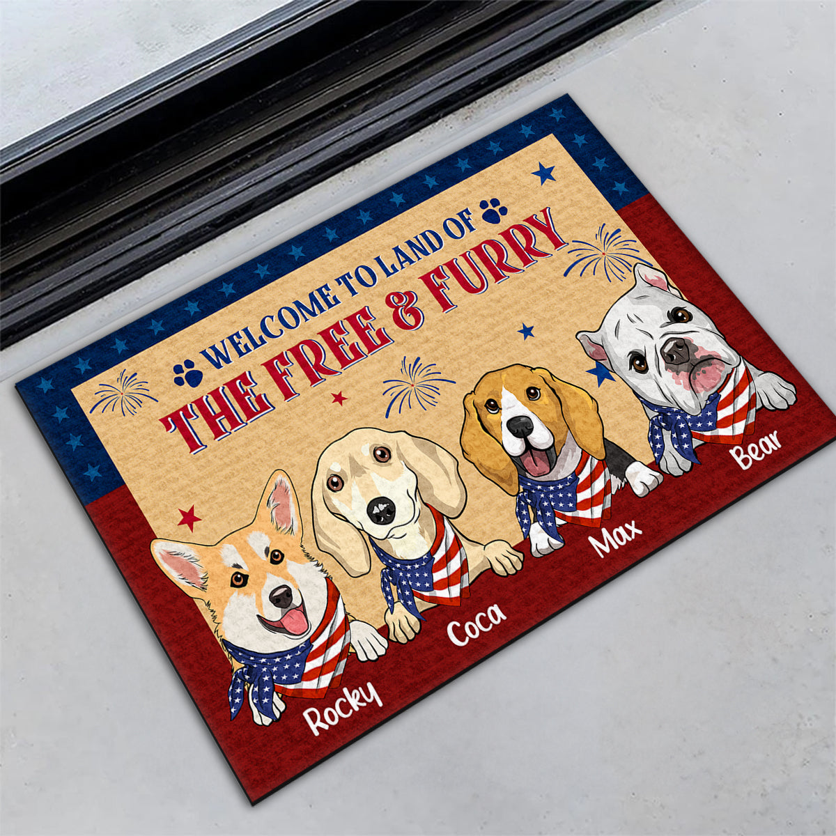Personalized Custom Doormat: Land of the Free & Furry for Pet Lovers