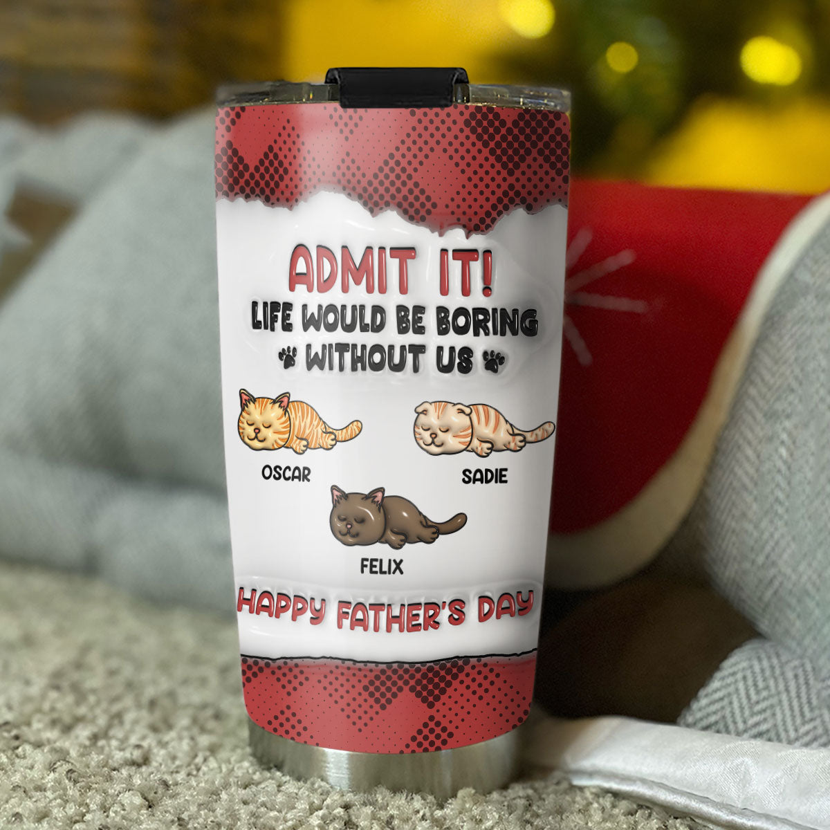 Admit It - Customizable 3D Inflated Effect Cat-Themed Tumbler