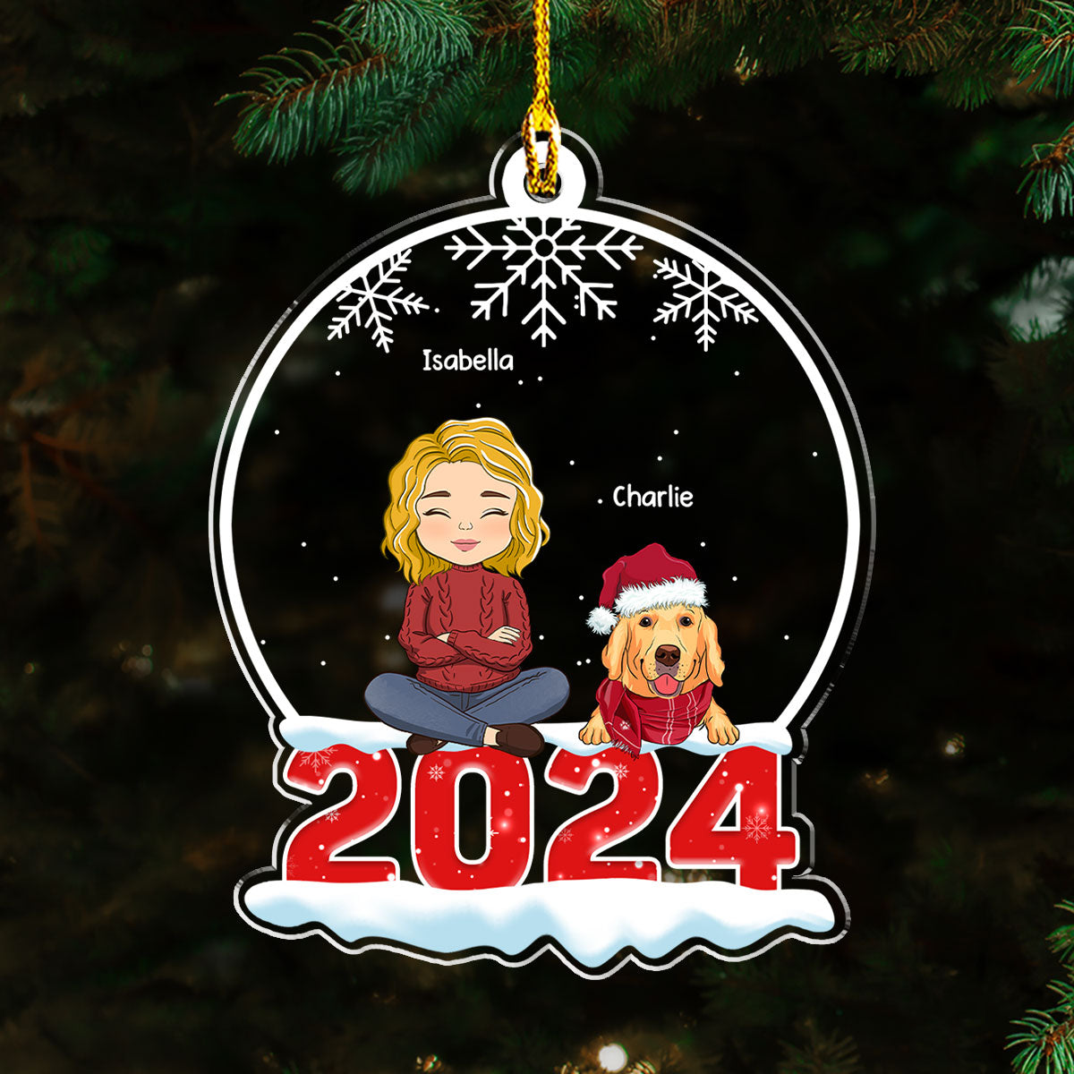 Personalized Custom Acrylic Crystal Snow Globe Ornament for Pet Lovers