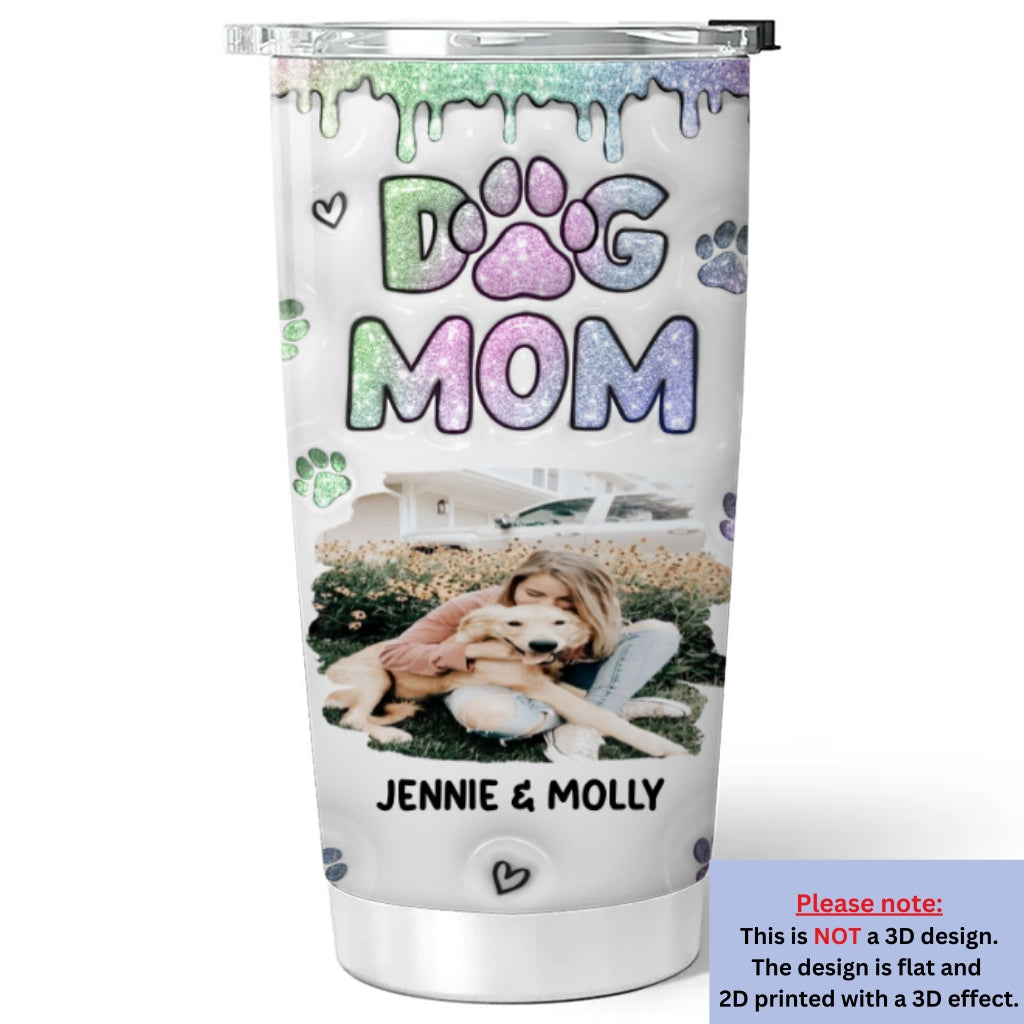 Personalized 3D Inflated Effect Tumbler: Lovely Chibi Dog Mom Version Photo