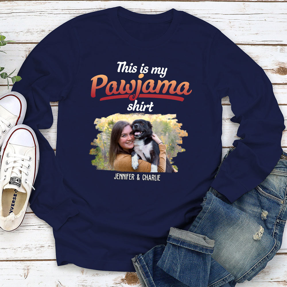 Personalized Custom Long Sleeve Pajama T-shirt with Pet Photo - Ideal Gift for Pet Lovers