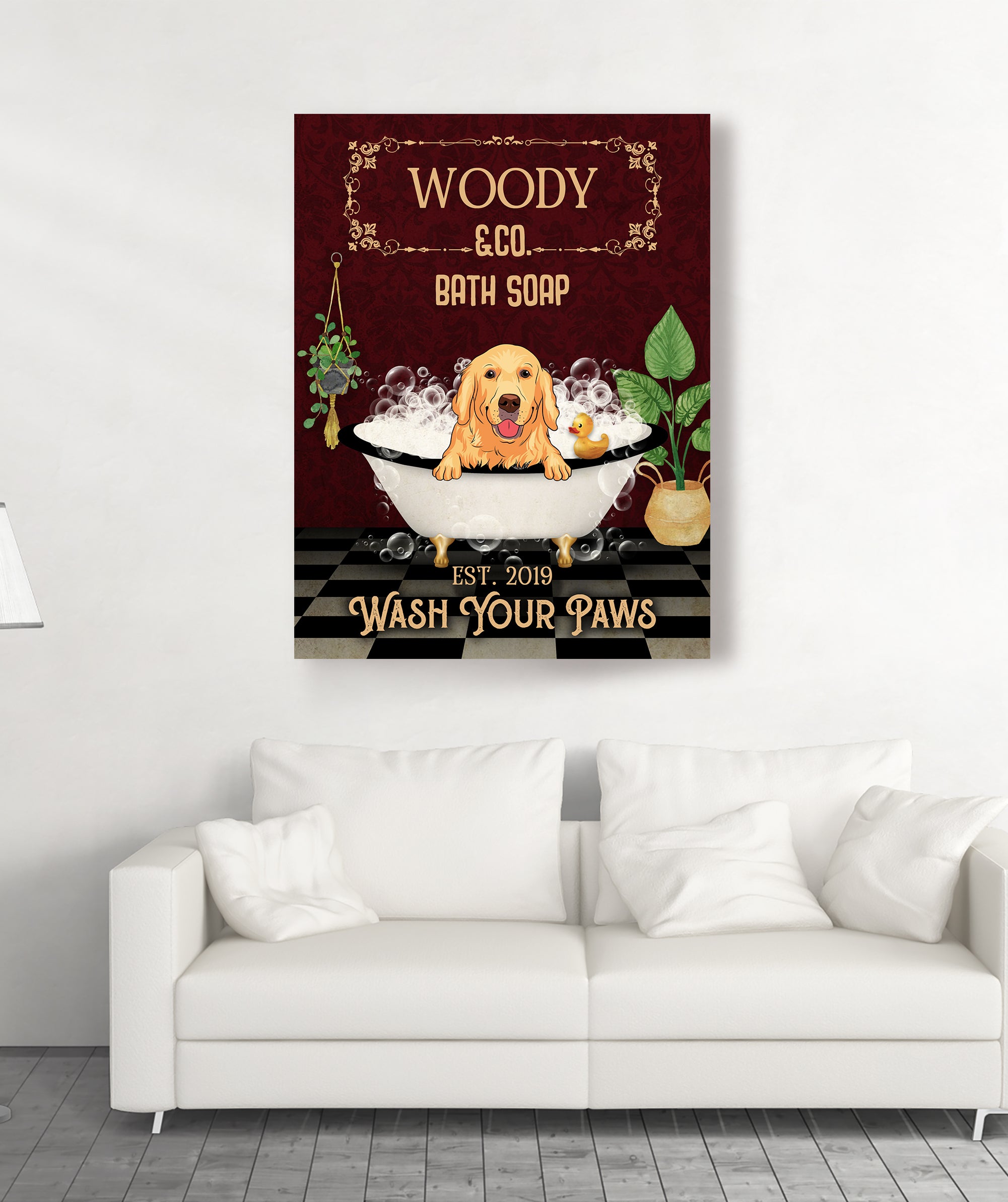 Personalized Custom Wash Your Paws Canvas - Ideal Gift for Pet Lovers
