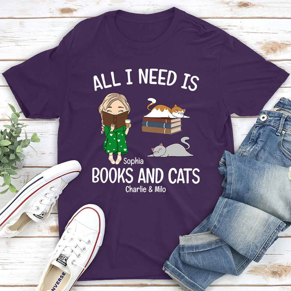 Personalized Books and Cats Unisex T-shirt - Ideal Gift for Pet Lovers