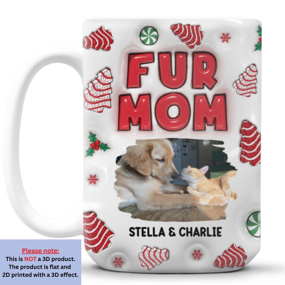 Personalized 3D Inflated Effect Fur Mom Tree Cake Photo Mug