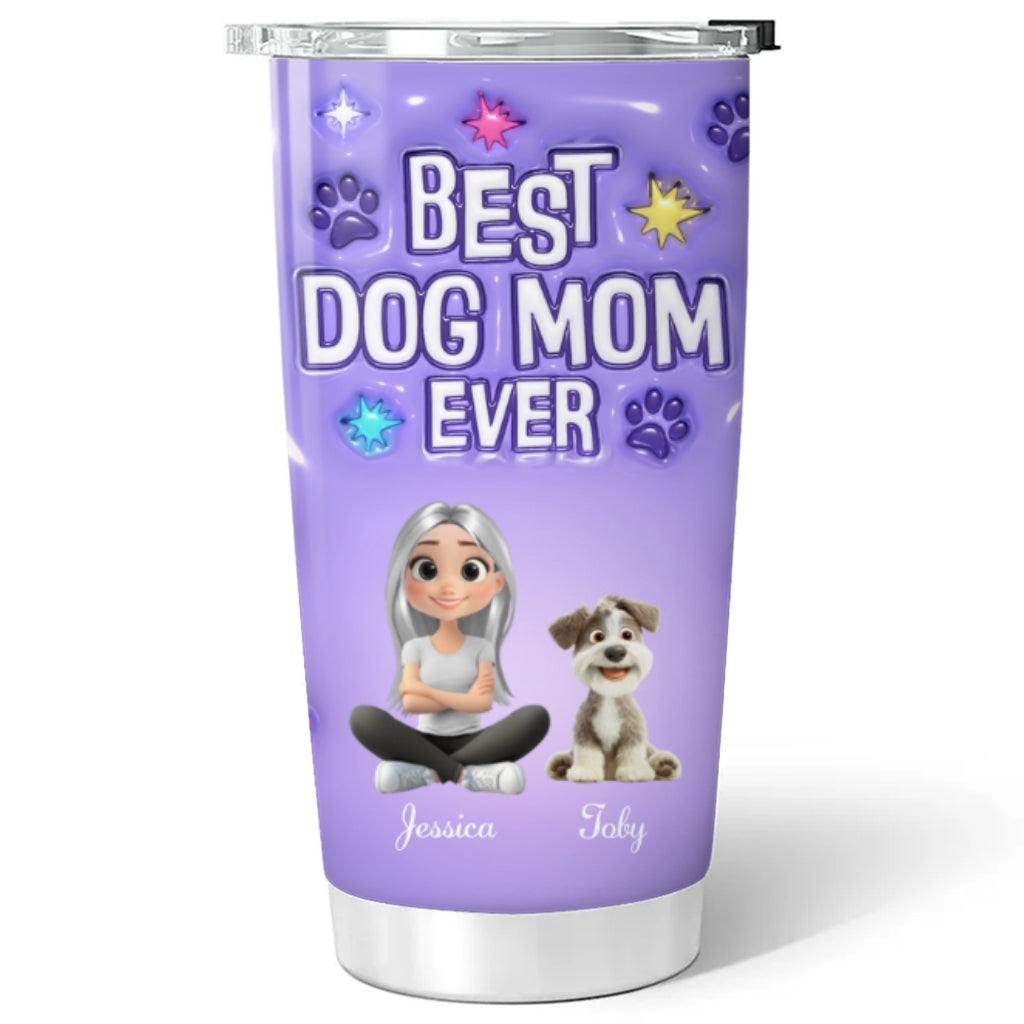 Personalized 3D Inflated Effect Tumbler for Dog Moms - Keep Drinks Hot or Cold