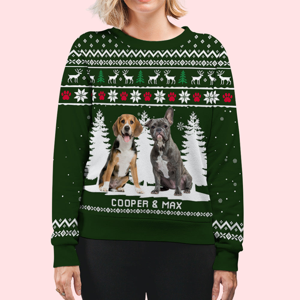 Personalized Winter Dog All-Over Print Sweatshirt - Ideal Gift for Dog Lovers