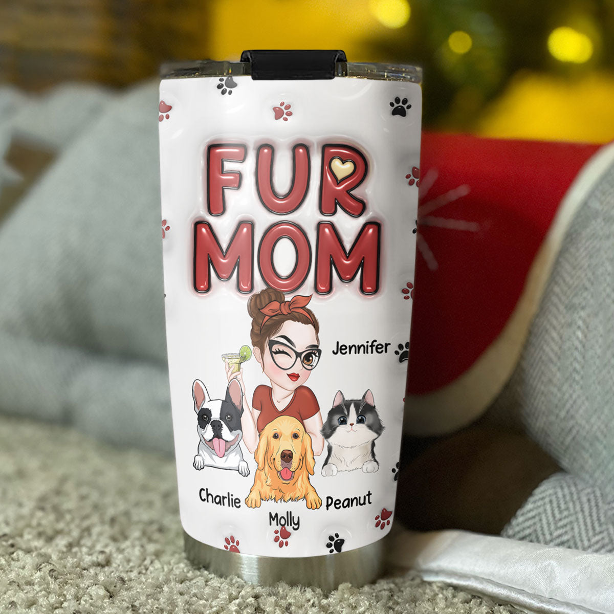 Unique Personalized 3D Inflated Effect Tumbler for Fur Moms