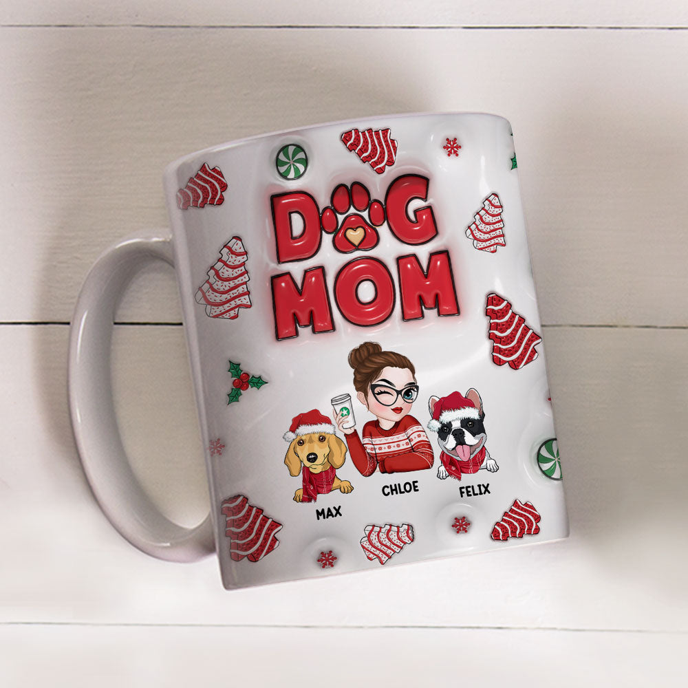 Personalized 3D Inflated Effect Christmas Mug for Dog Moms