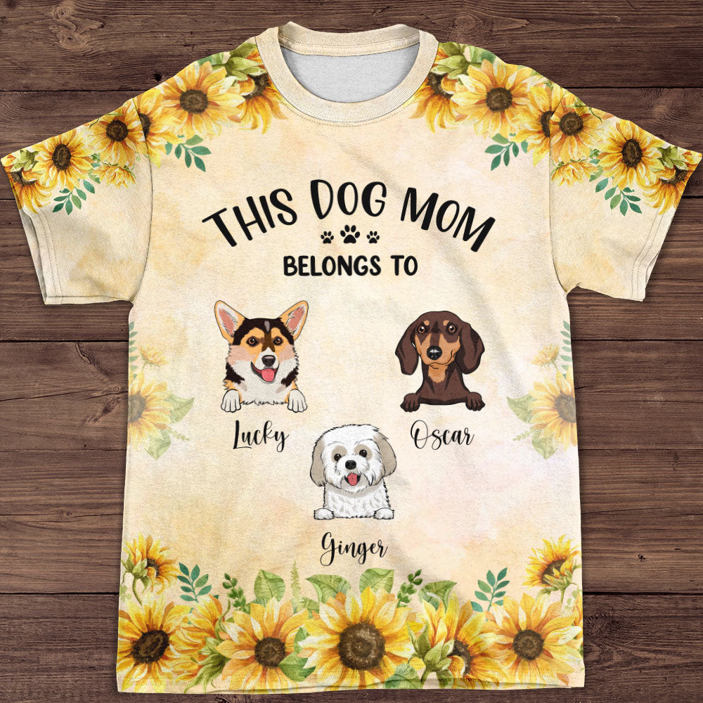Personalized Dog Mom Sunflower Pattern All-over-print T-shirt - Ideal Gift