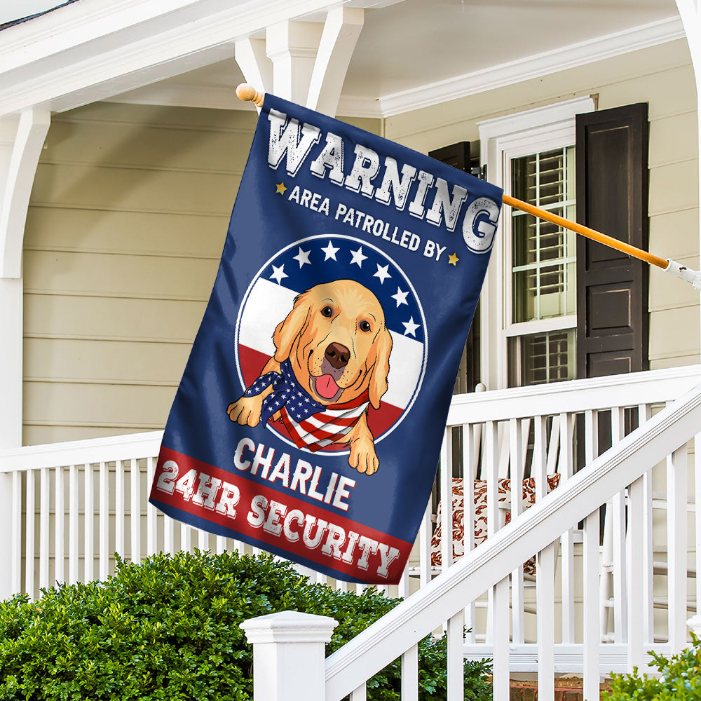 Personalized Custom 'Warning: Area Patrolled By Dogs' Garden Flag