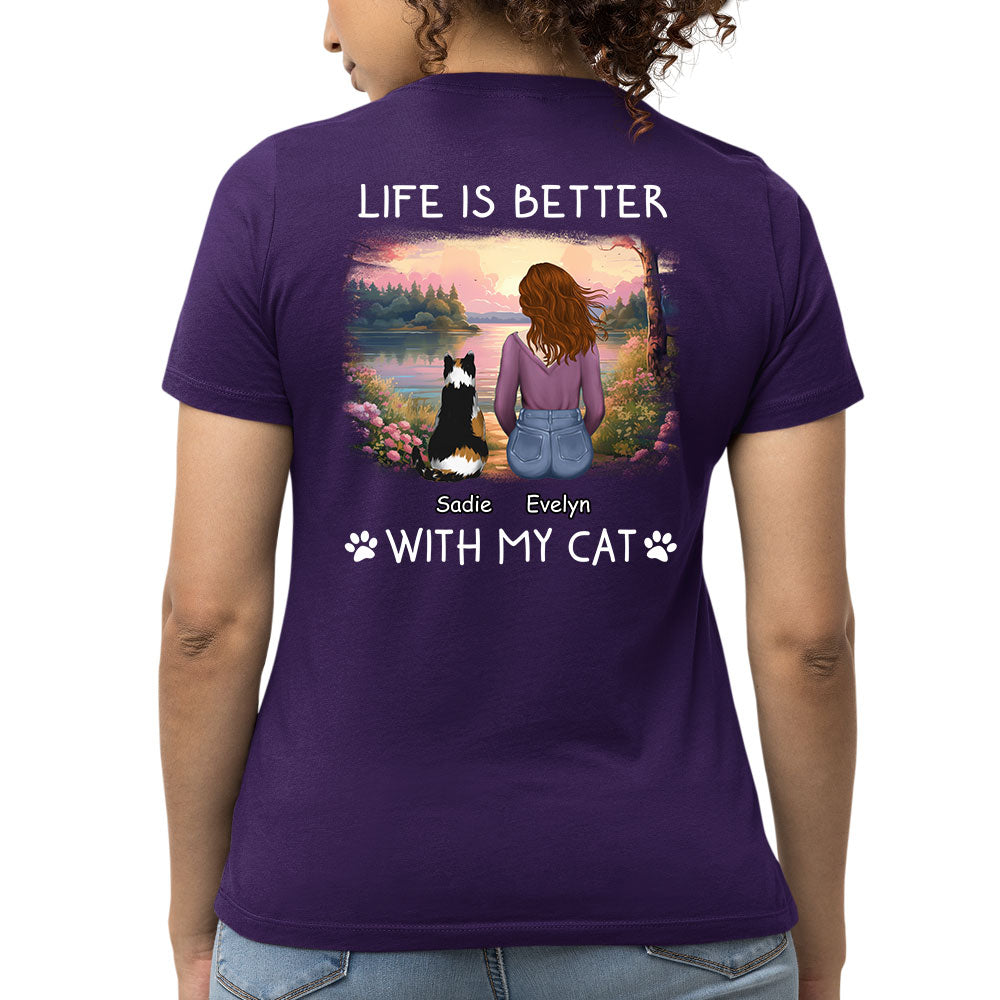 Personalized Custom Women's 'Better With Cats' T-shirt - Ideal Gift for Pet Lovers