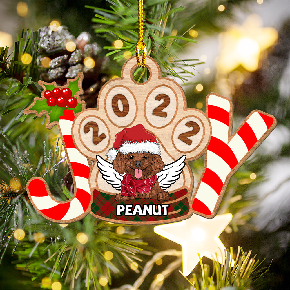 Joyful Pet - Customizable Single - Layered Wood Christmas Ornament for Pet Lovers