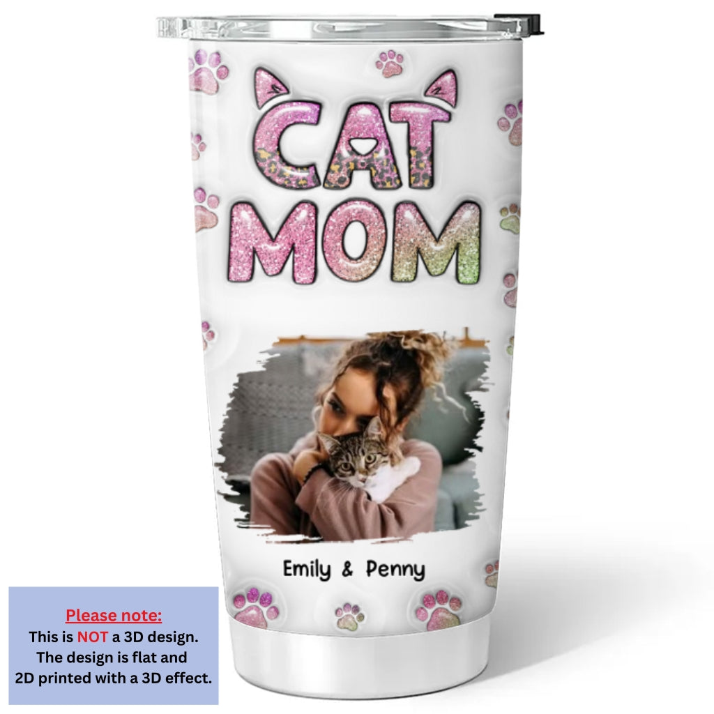 Cat Mom Chibi Version 2 Personalized 3D Inflated Effect Stainless Steel Tumbler