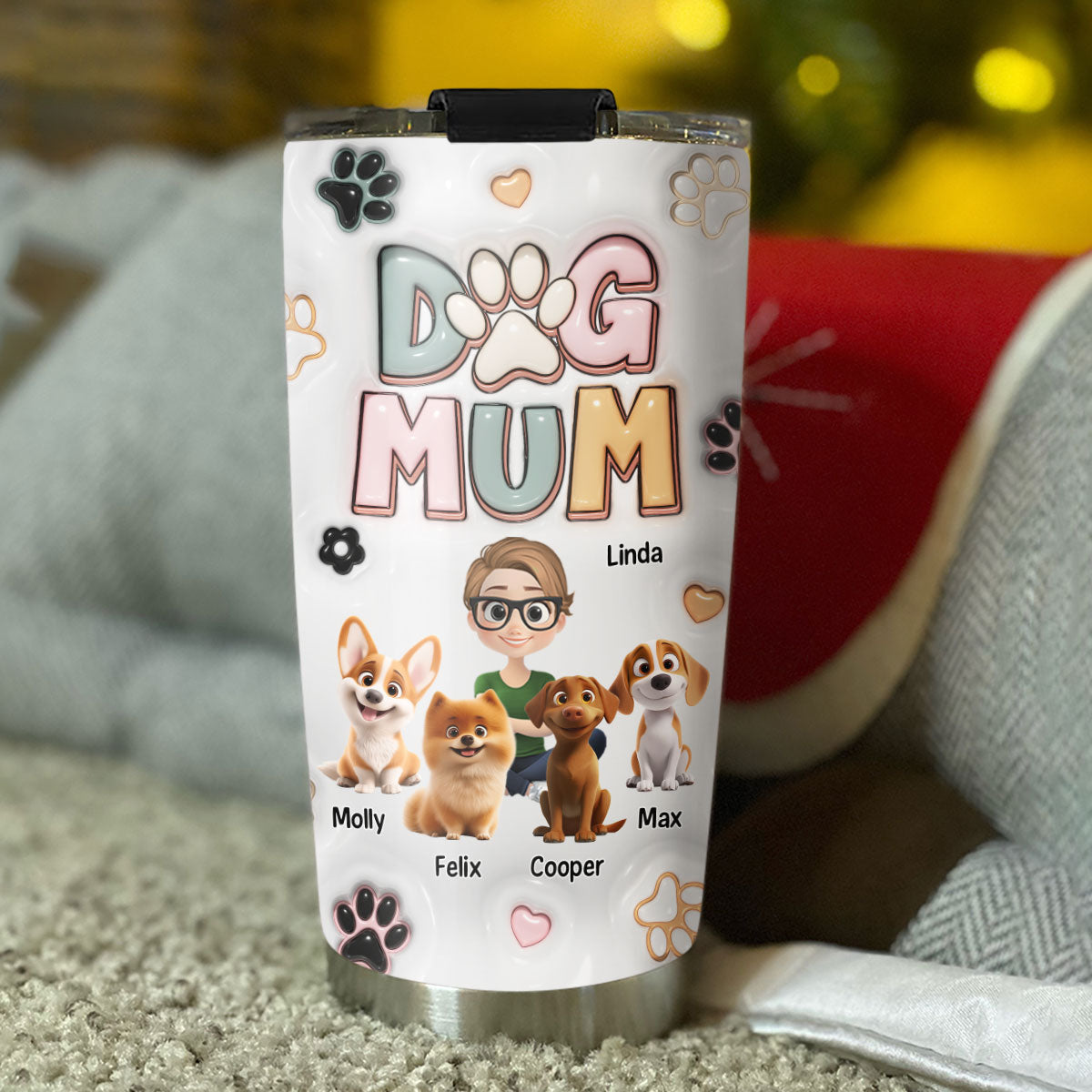 Personalized 3D Inflated Effect Tumbler for Dog Moms