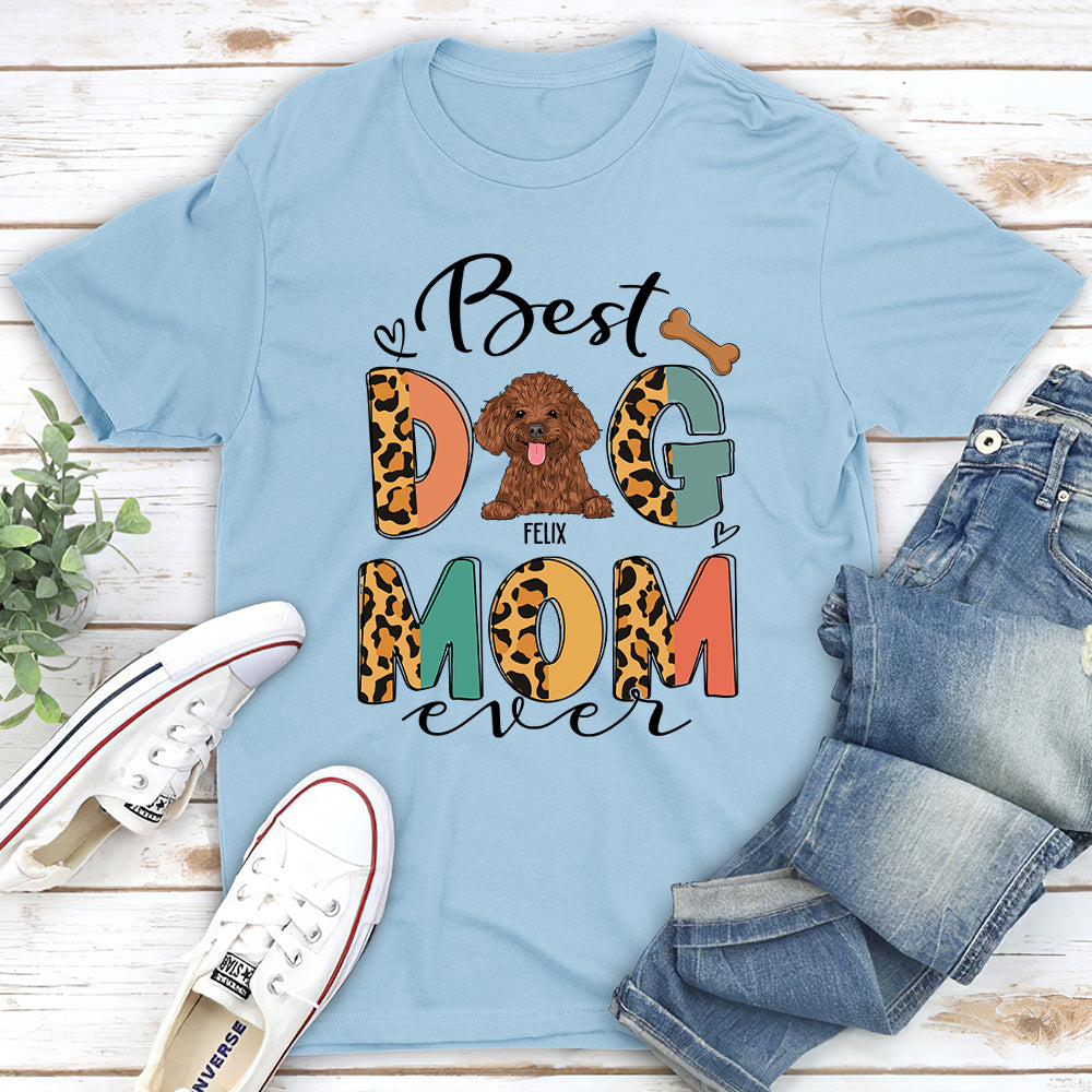 Personalized Best Dog Mom Pattern Unisex T-shirt - Ideal Gift for Pet Lovers
