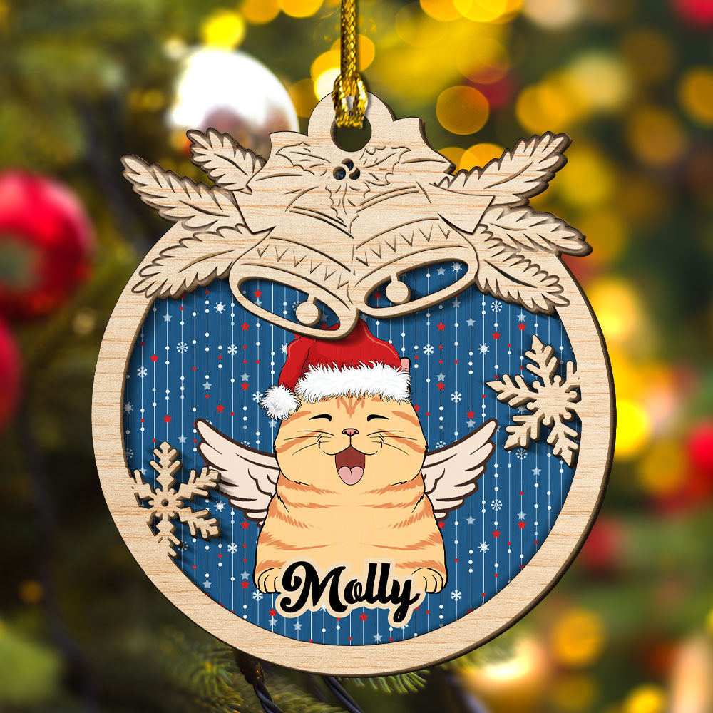 Personalized Custom 2 - Layered Jingle Bells Pet Wood Christmas Ornament