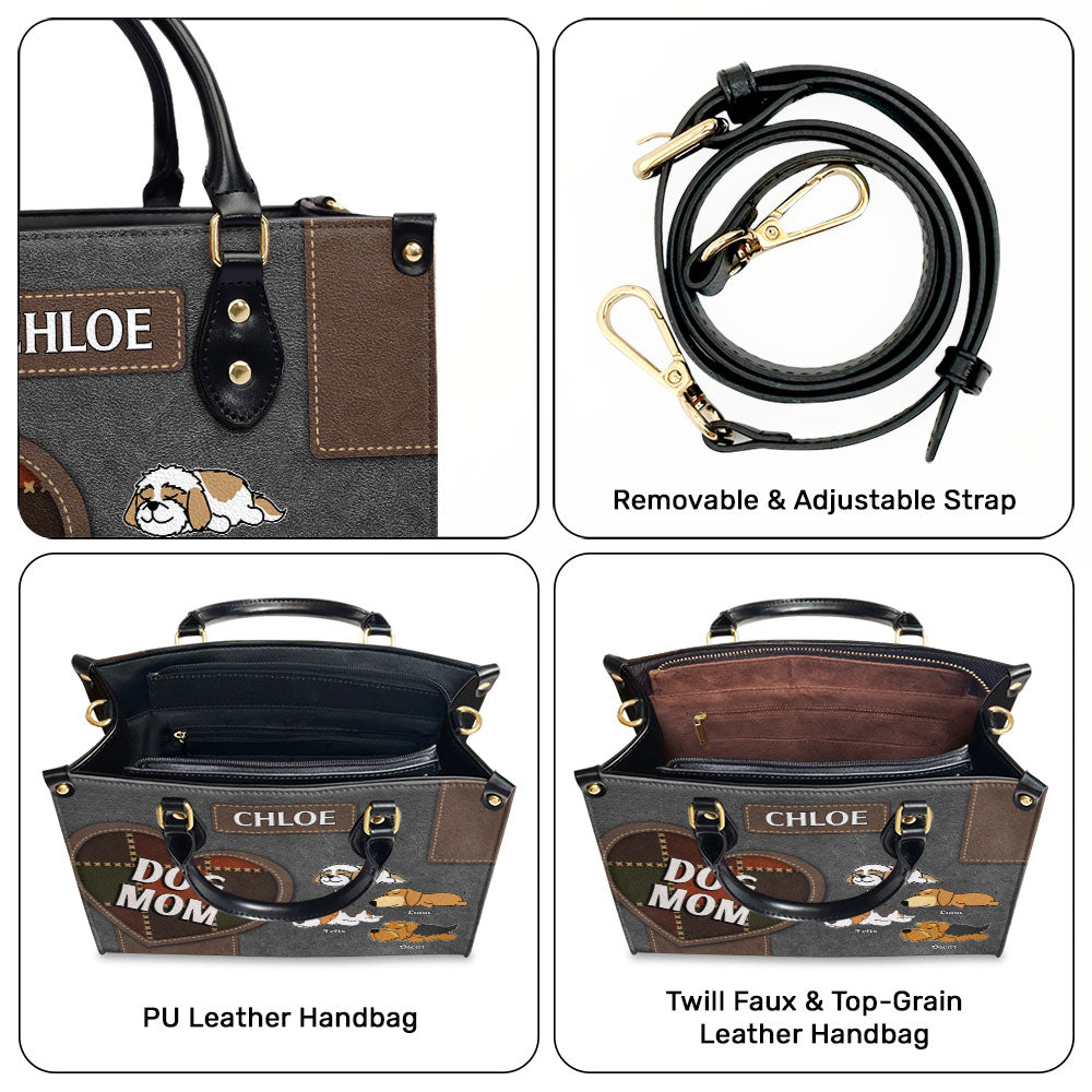 Personalized Custom Dog Mom Patchwork Leather Handbag