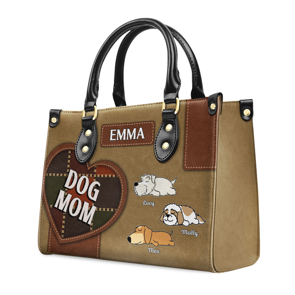 Personalized Custom Dog Mom Patchwork Leather Handbag