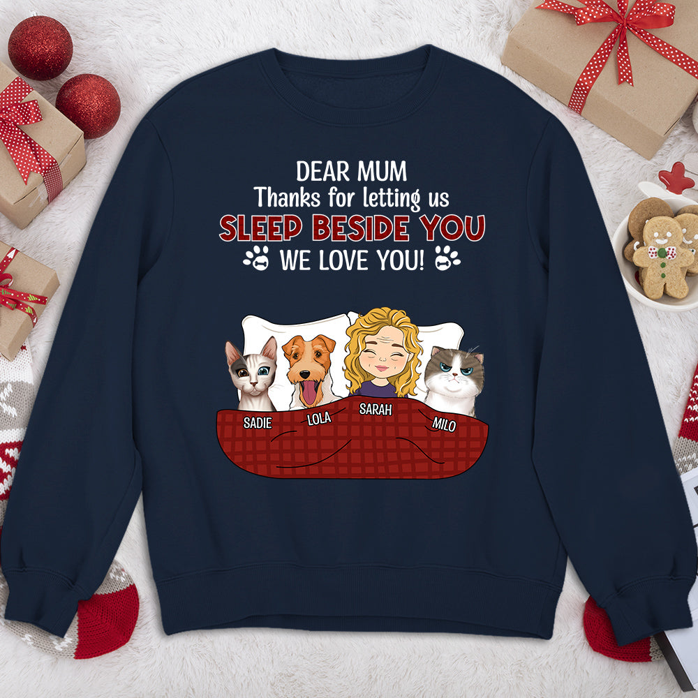 Personalized Custom Sleep Beside You Sweatshirt for Pet Lovers