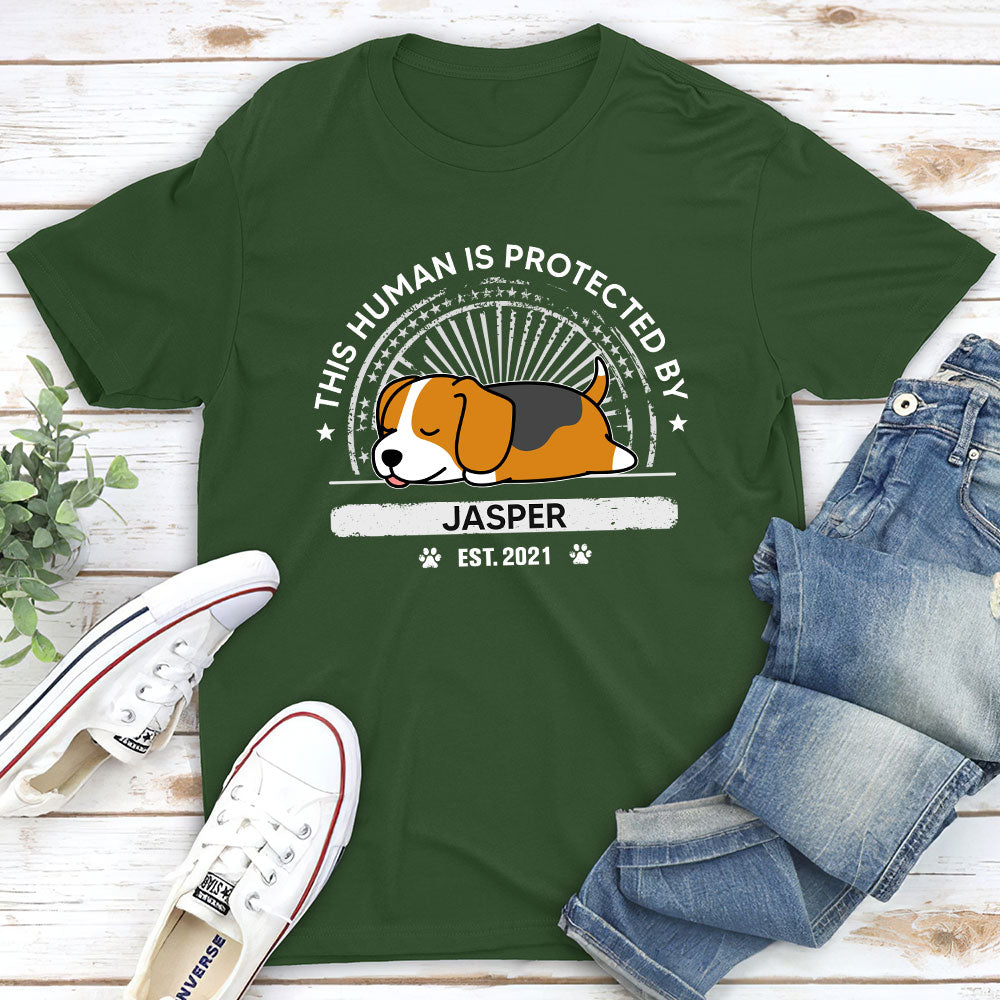 Personalized Custom 'Protected By My Dog' Premium T - shirt for Pet Lovers
