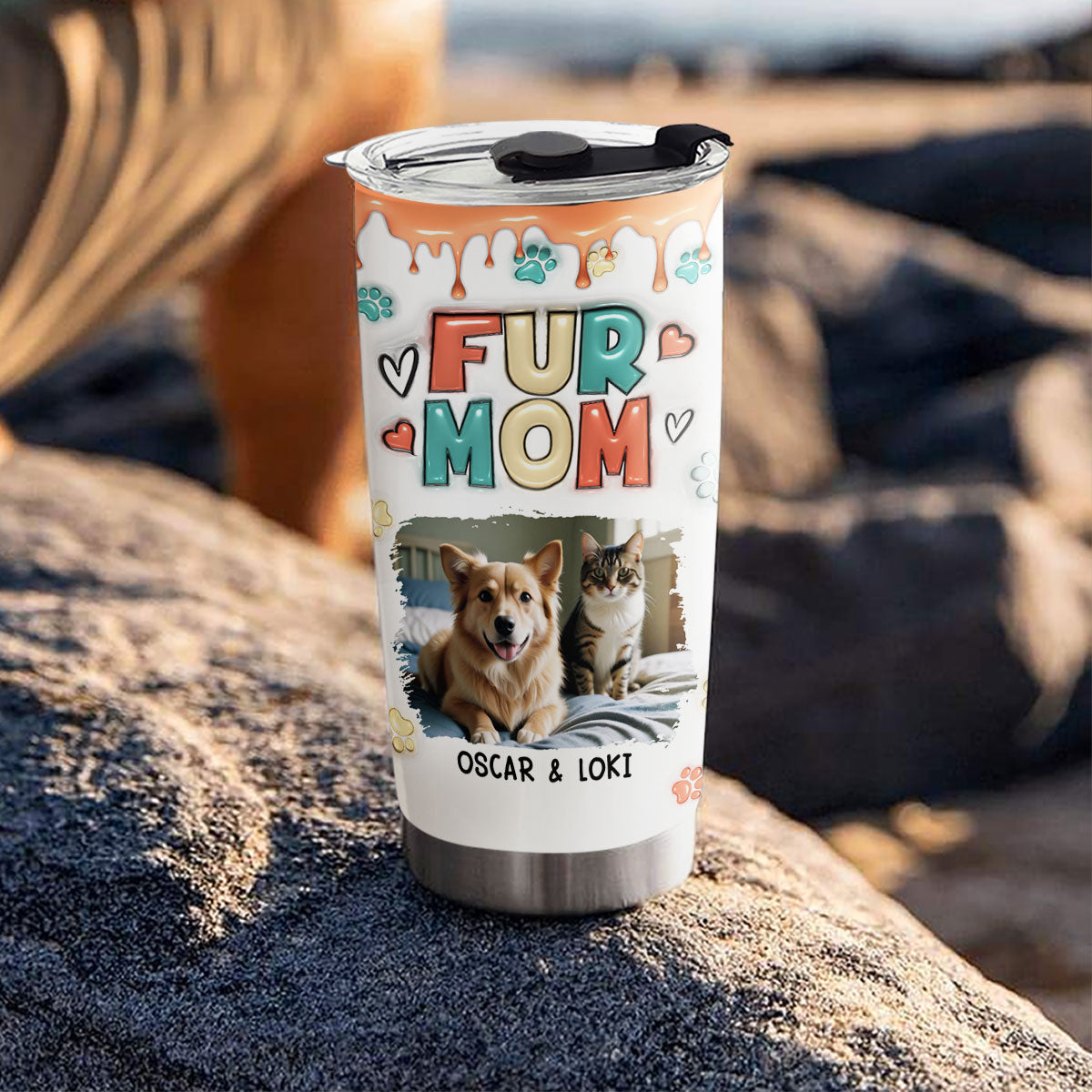 Personalized 3D Inflated Effect Tumbler - Cute Gift for Pet Moms