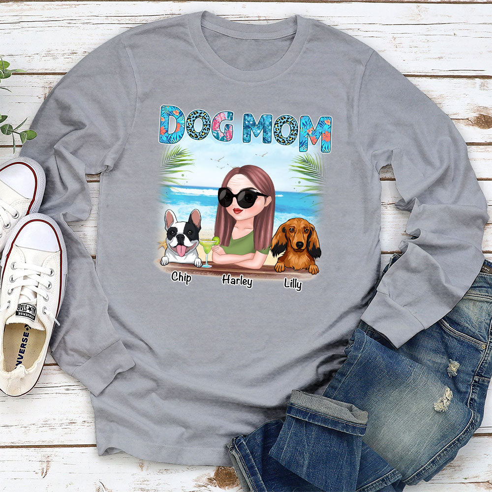 Personalized Custom Dog Mom Summer Long Sleeve T - shirt