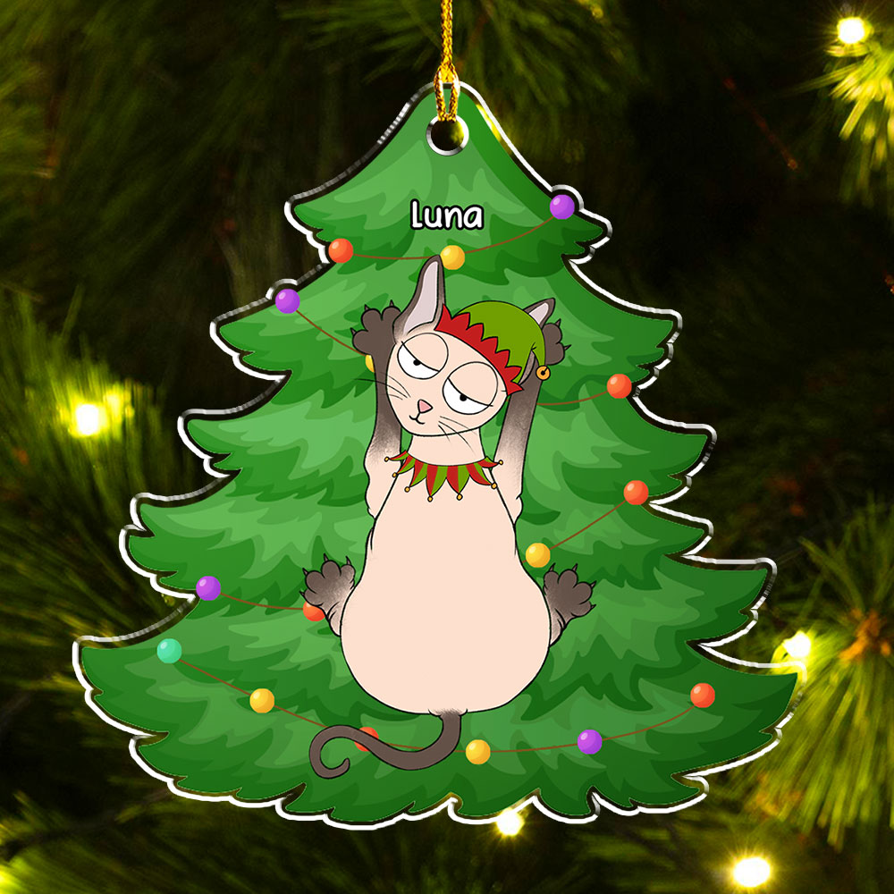 Meowy Personalized Custom Acrylic Christmas Scratching Ornament