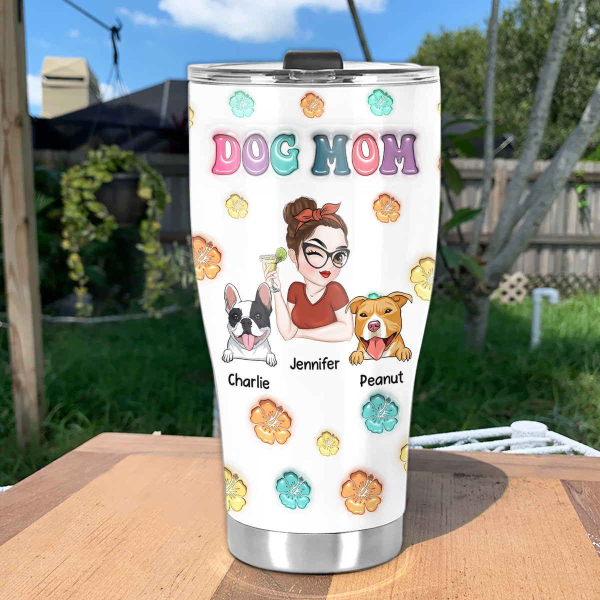 Personalized 3D Inflated Effect Tumbler for Dog Moms in Summer