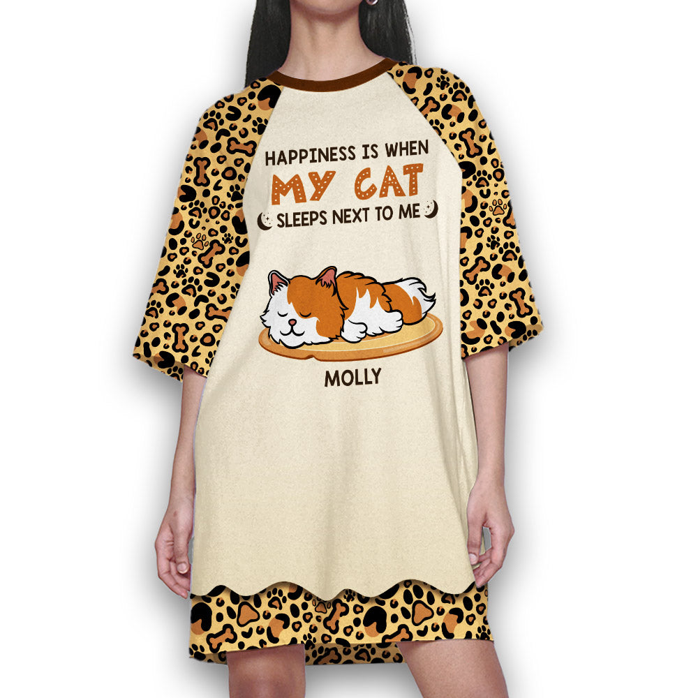 Personalized Leopard Cat Mom 3/4 Sleeve Dress - Stand Out in Style