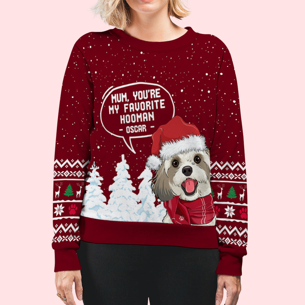 Favorite Hooman - Customizable All-Over Print Personalized Sweatshirt for Pet Lovers