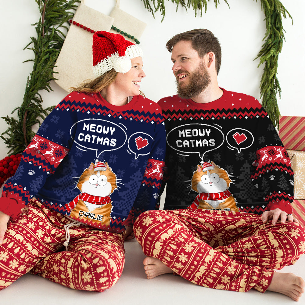 Winter Meowy Catmas: Personalized All-Over-Print Custom Sweatshirt for Pet Lovers