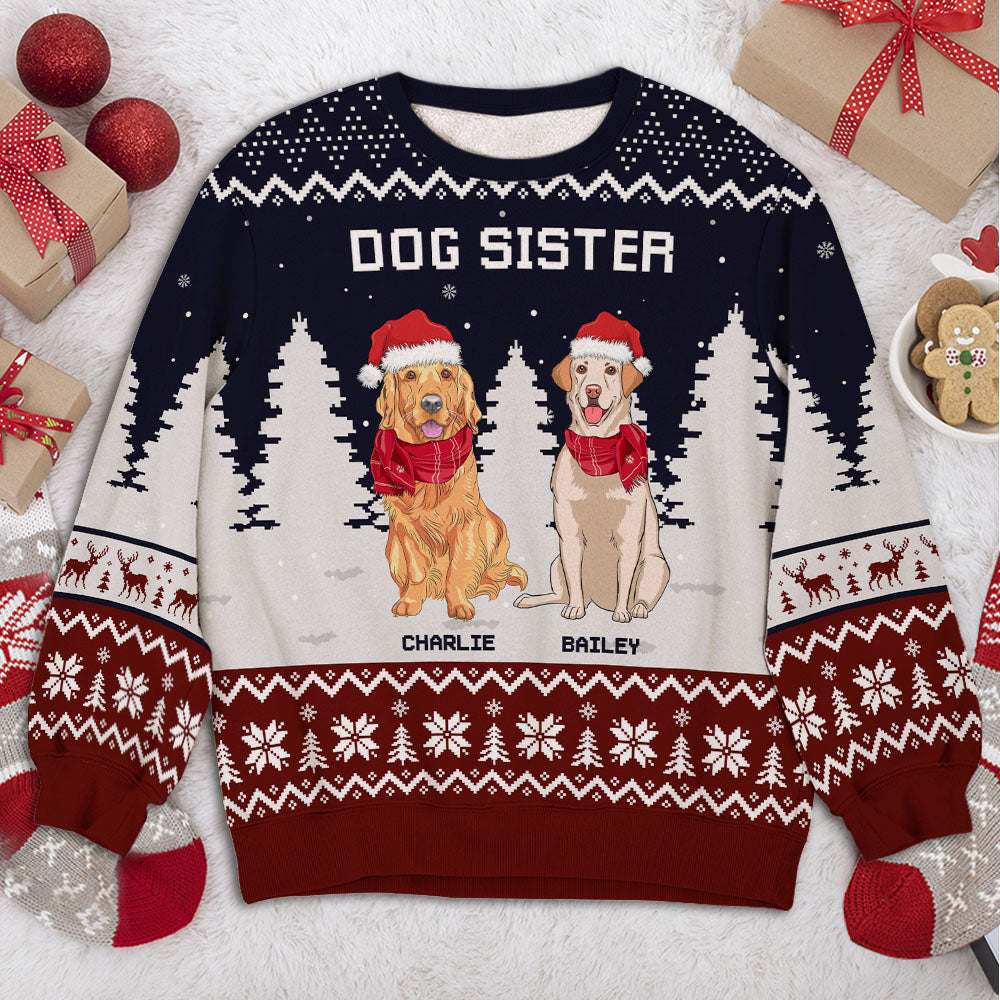 Personalized Custom Dog Brother/Sister Snowflake All-Over-Print Kids Sweatshirt