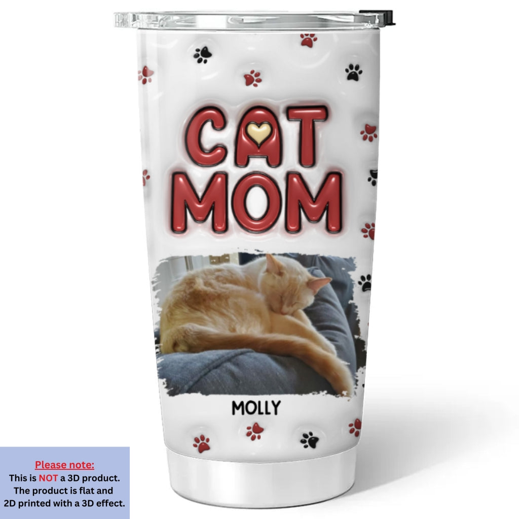 Personalized 3D Inflated Effect Tumbler - Ideal Gift for Cat Moms