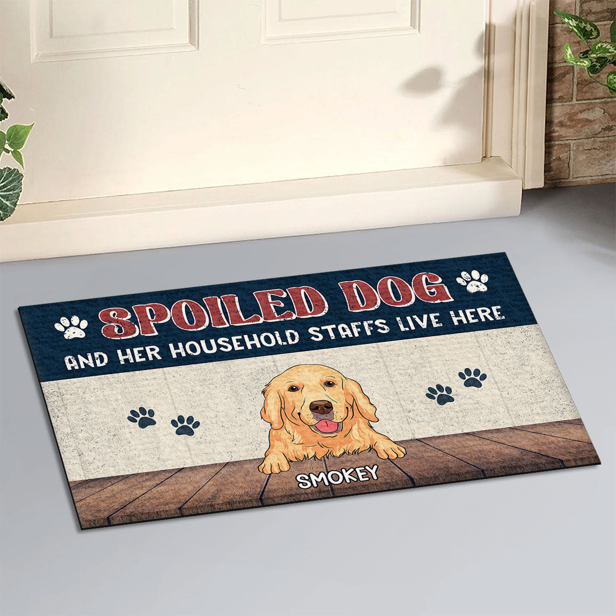 Spoiled Dog Personalized Custom Doormat with Your Dog's Picture