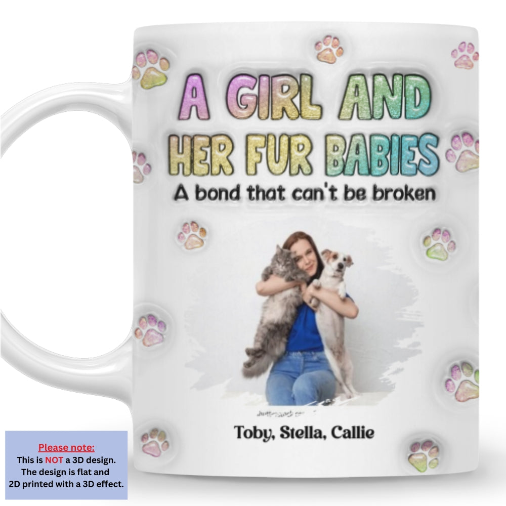 Personalized 3D Inflated Effect Mug with A Girl And Her Fur Babies Photo