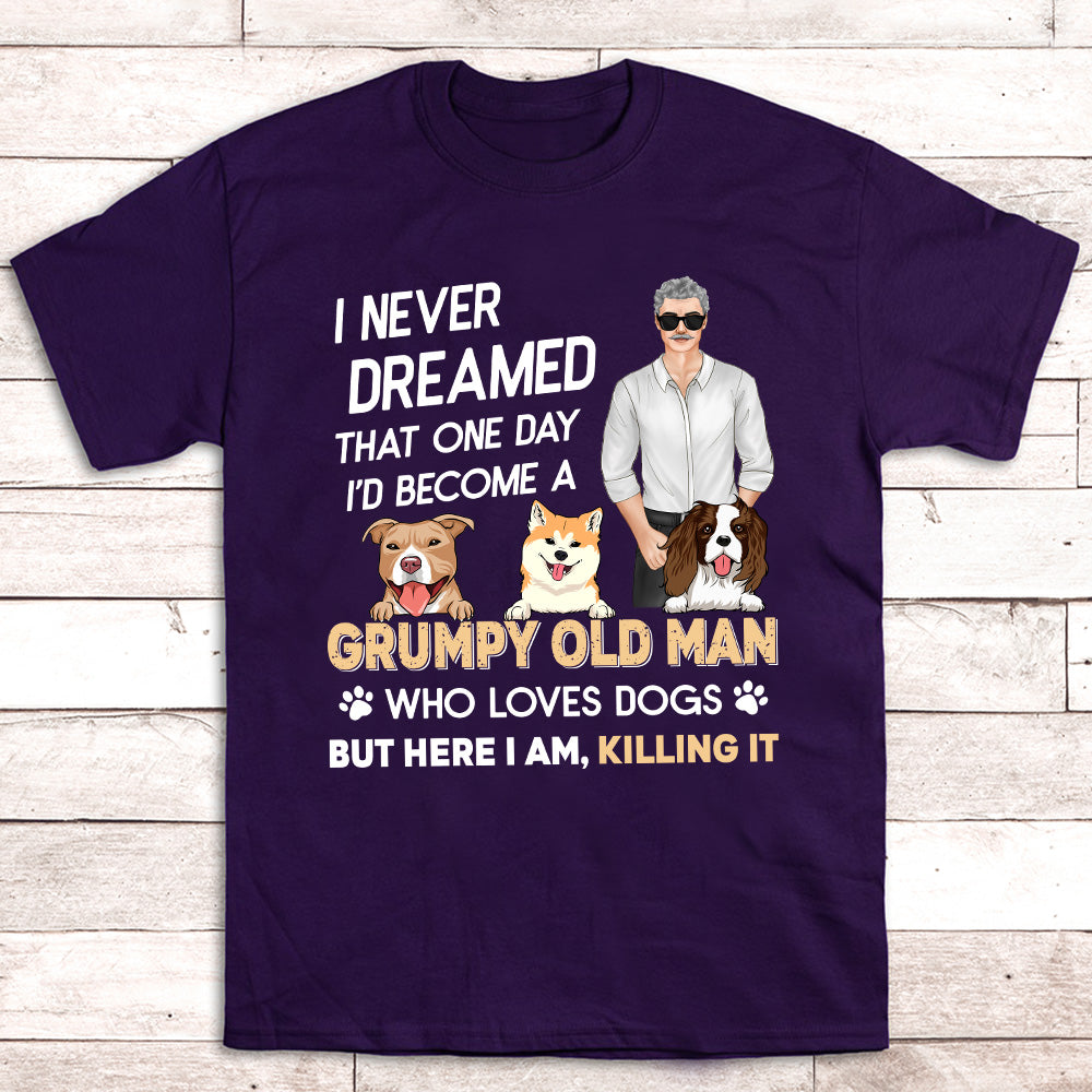 Old Man and Dog Personalized Unisex Custom T - shirt: Ideal Gift for Pet Lovers