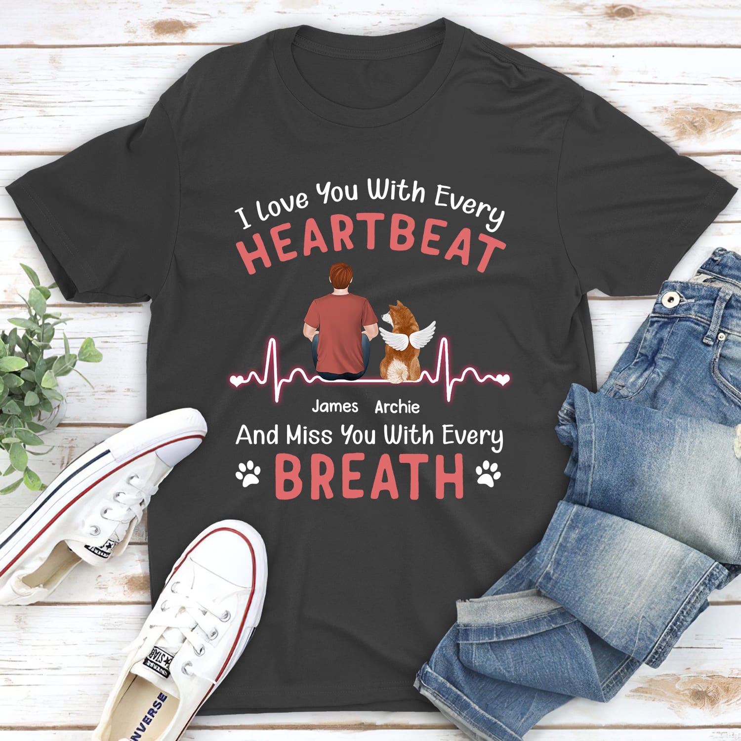 Personalized Custom 'I Love You' Unisex Memorial T-shirt for Pet Lovers