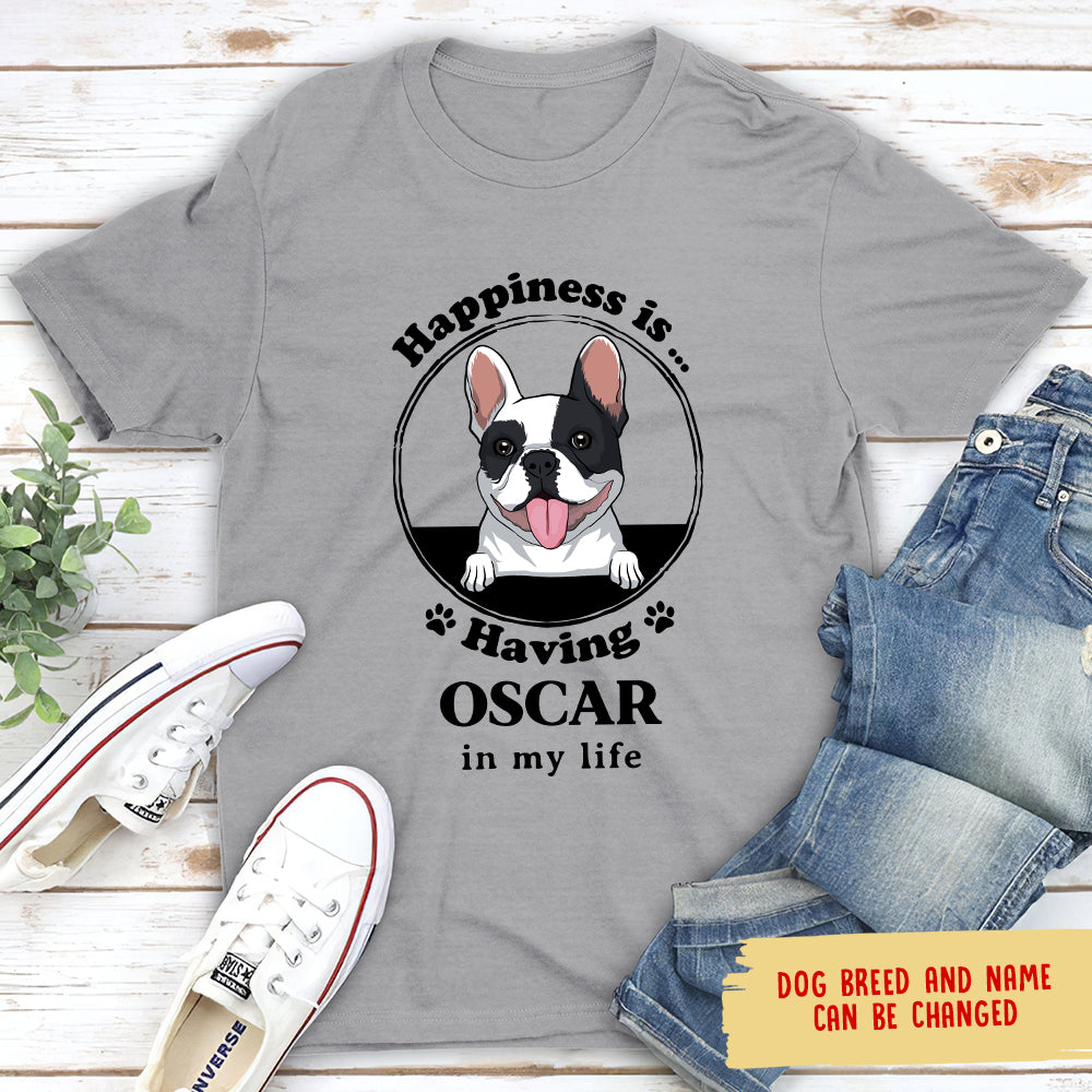 Personalized Custom Unisex 'Happiness Is' T-shirt for Pet Lovers