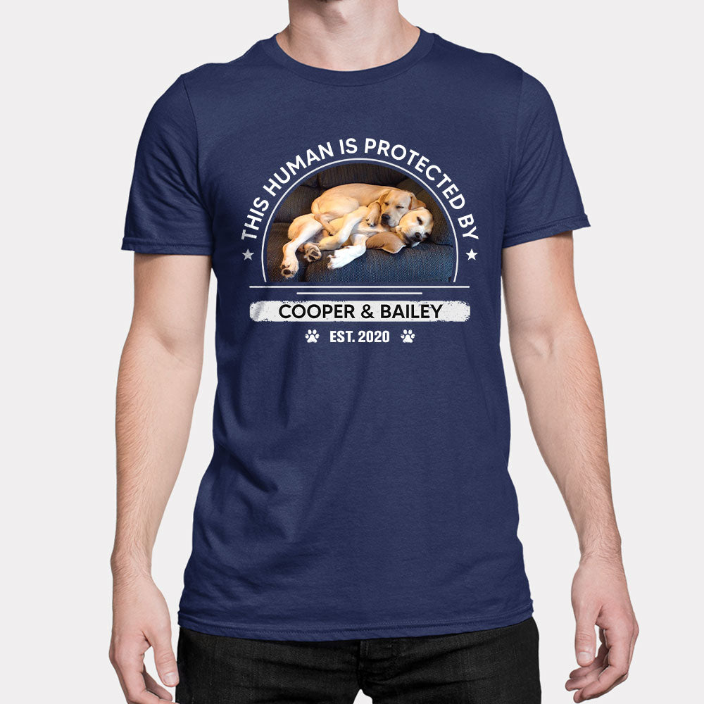 Personalized Custom 'Protected By My Dog' Premium T - shirt for Pet Lovers