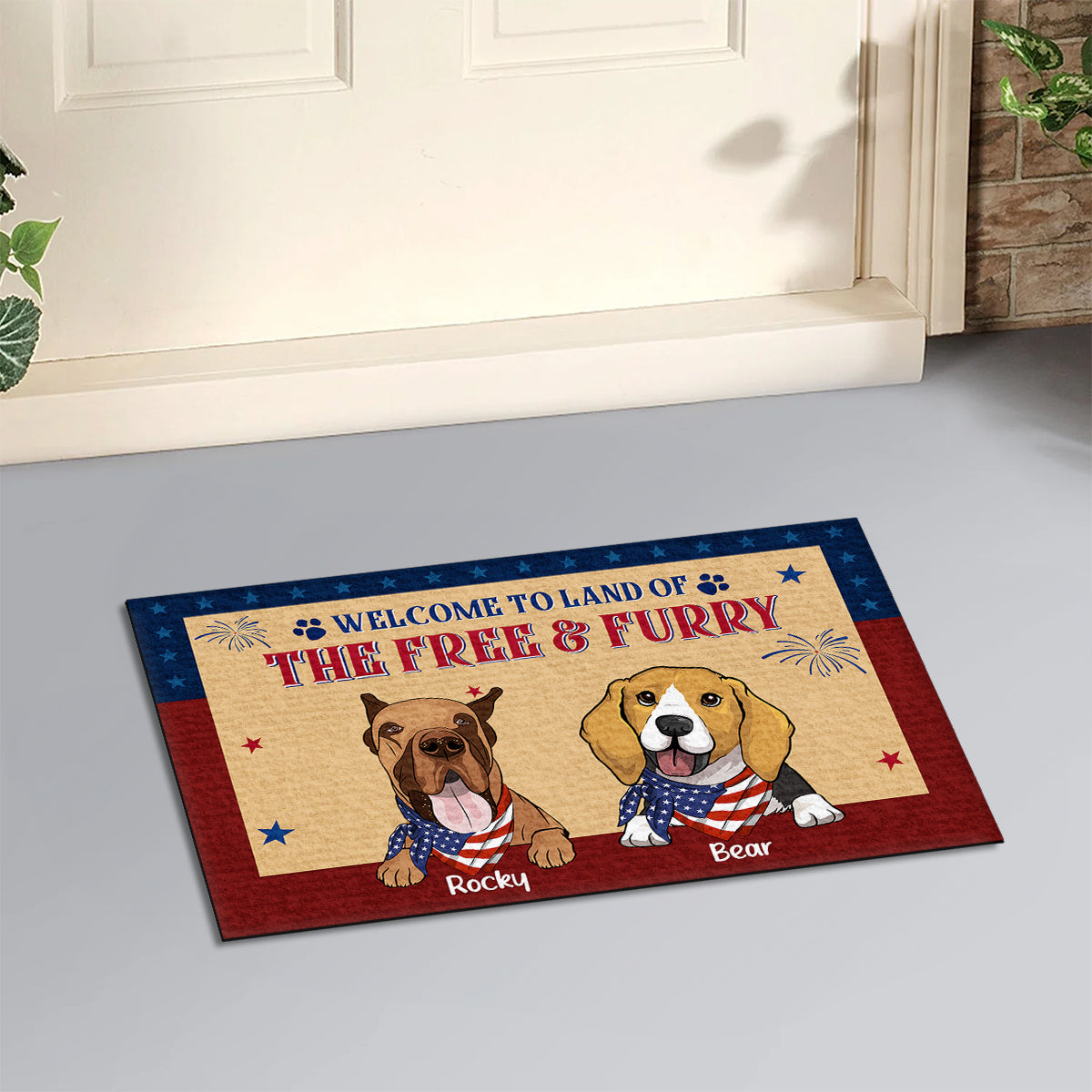 Personalized Custom Doormat: Land of the Free & Furry for Pet Lovers