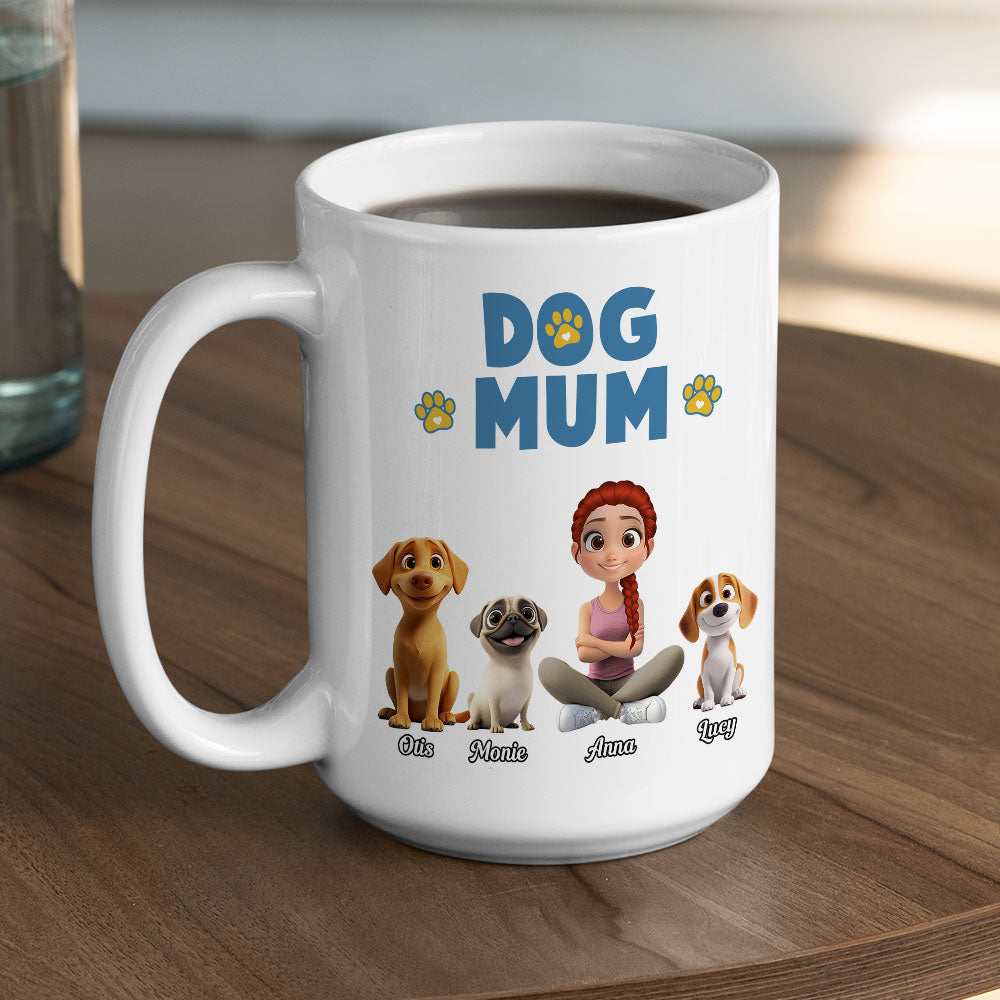 Personalized Girl and Dog Cartoon Style Coffee Mug - Ideal Gift for Loved Ones