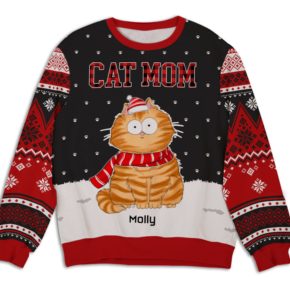 Personalized Cat Mom Pattern All-Over-Print Sweatshirt - Ideal Gift for Pet Lovers