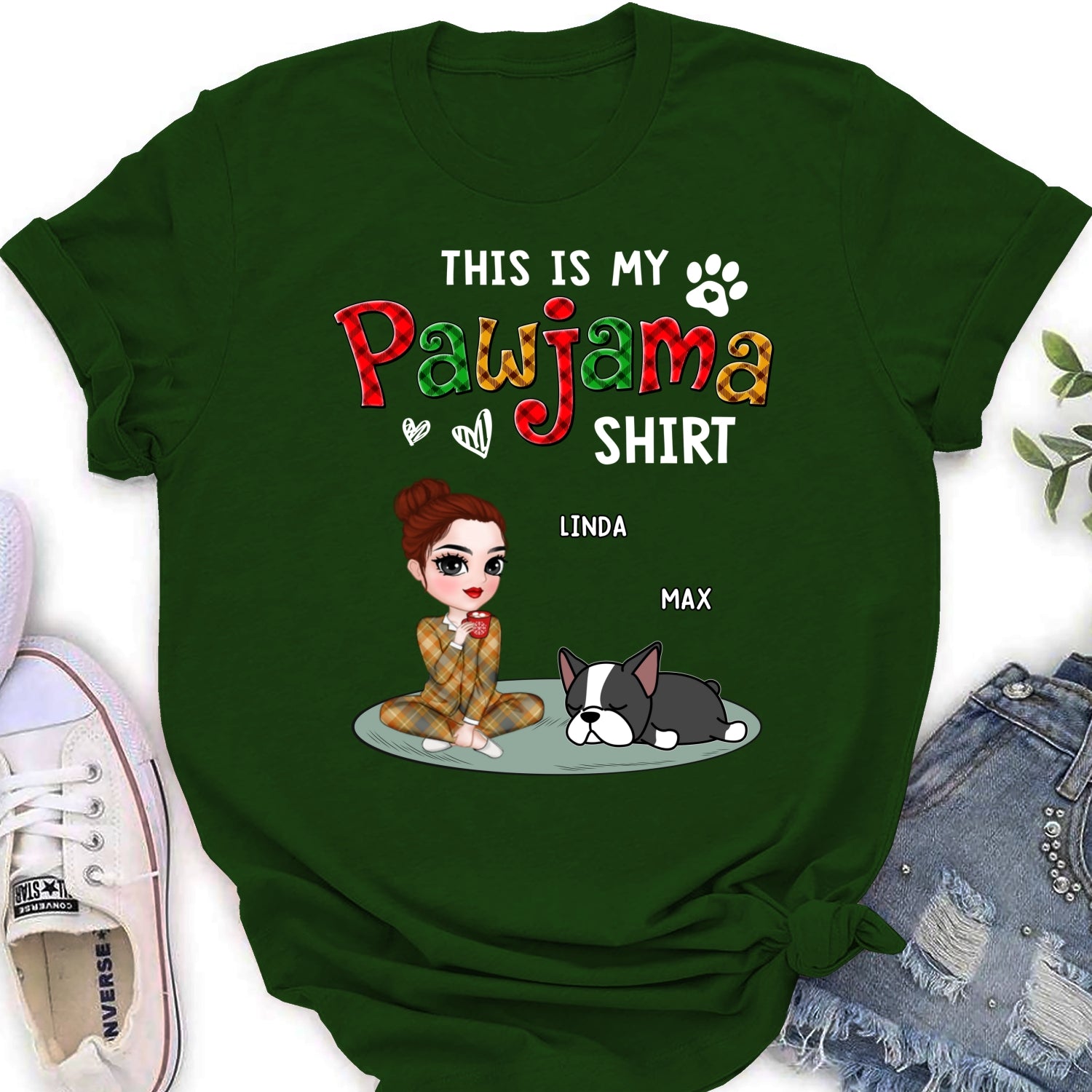 Customizable Pawjama Shirt Version 3 - Personalized Women's T-Shirt for Pet Lovers