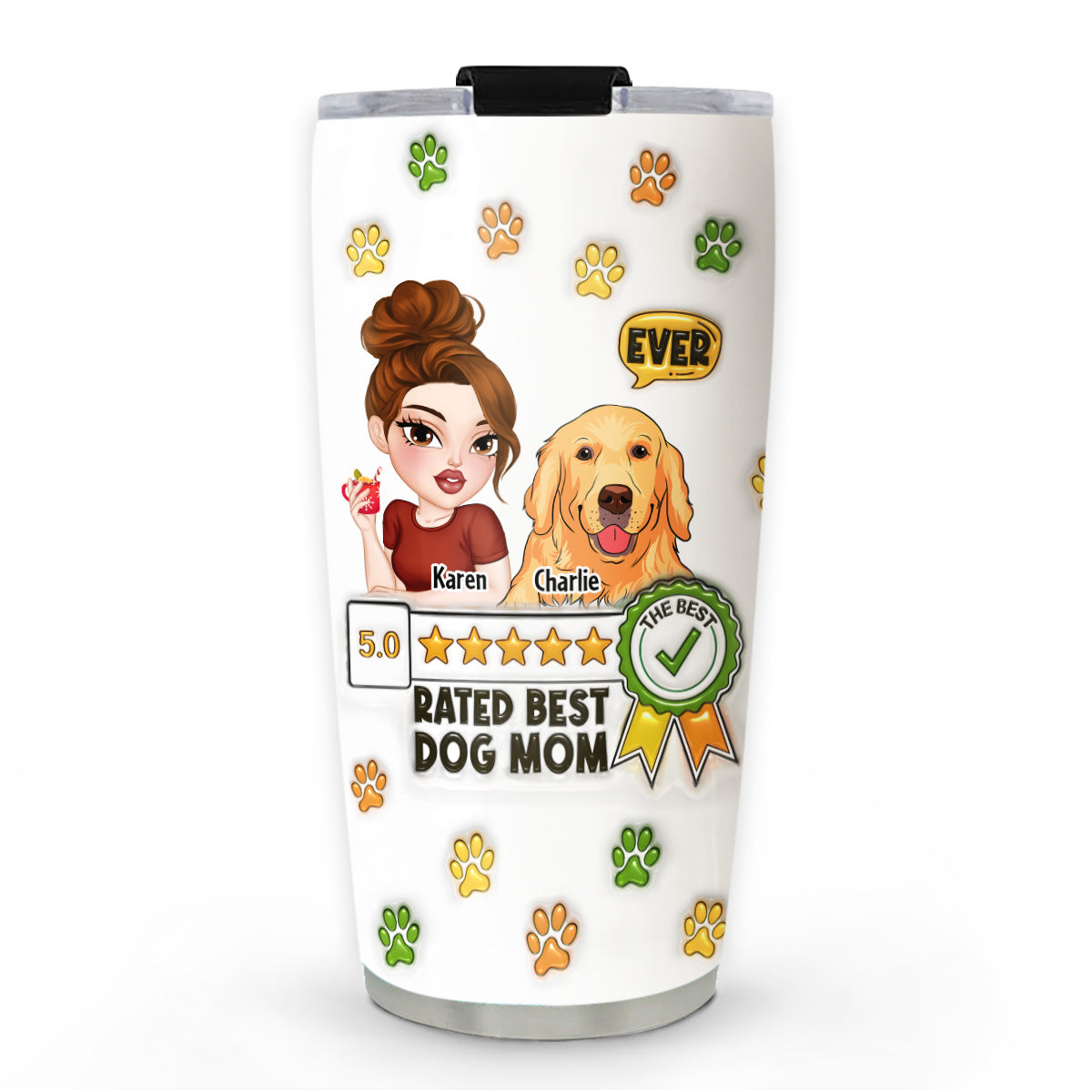 Top-Rated Personalized 3D Inflated Effect Tumbler for the Best Dog Moms
