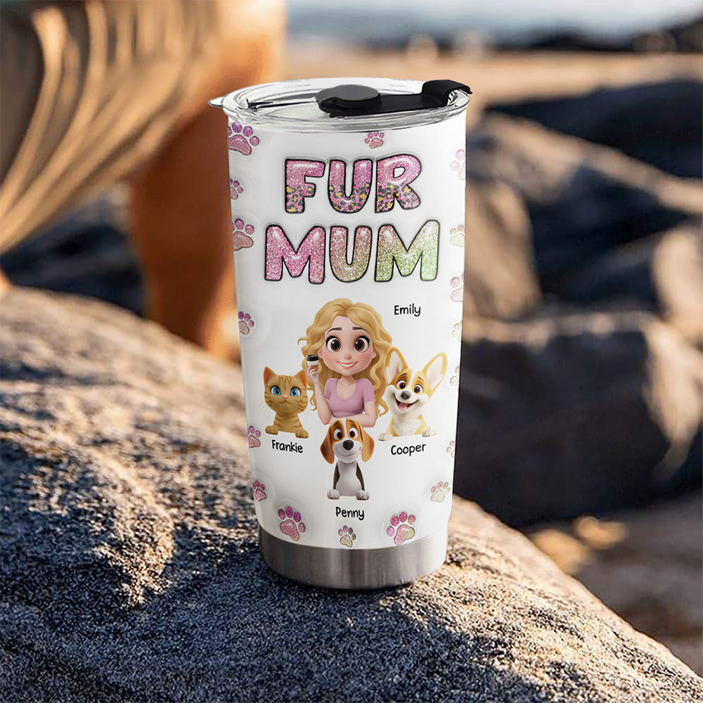 Fur Mom Chibi Version 2 Personalized 3D Inflated Effect Custom Tumbler - Ideal for All Occasions