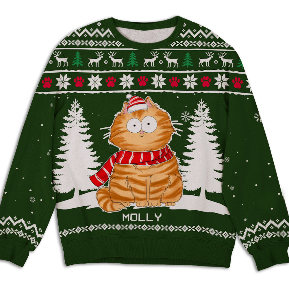 Personalized Custom All-Over-Print Funny Cat Winter Sweatshirt