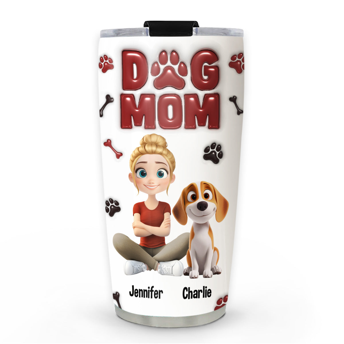 Lovely Dog Mama - Customizable 3D Inflated Effect Stainless Steel Tumbler