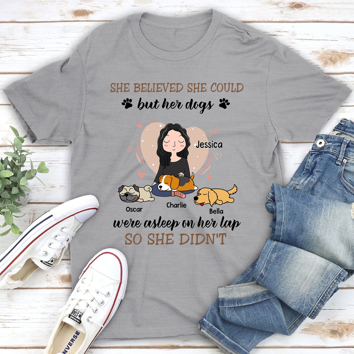 Personalized Unisex 'Asleep On Her Lap' T-shirt - Ideal Gift for Pet Lovers