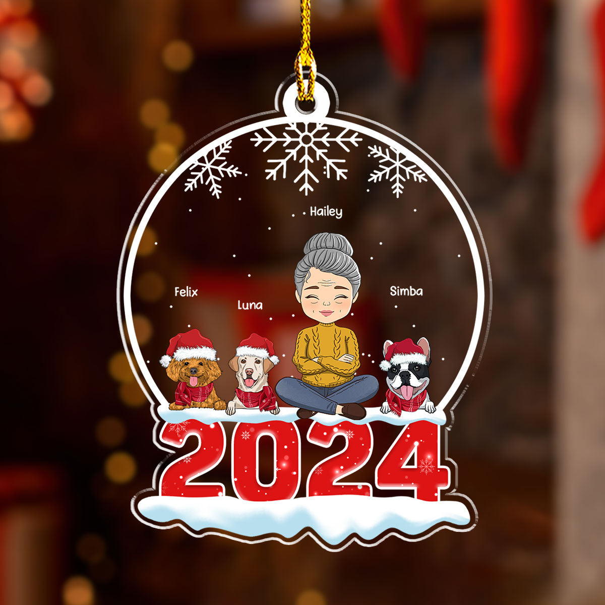Personalized Custom Acrylic Crystal Snow Globe Ornament for Pet Lovers